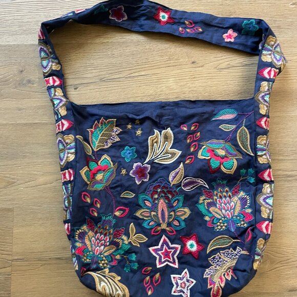 NWT! Johnny Was Navy Ethal Wide Strap Tote Bag J05524-E! - Picture 7 of 7